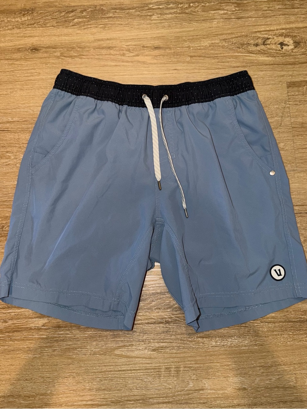Vuori | Vuori Light Blue Athletic Shorts with Black Waistband